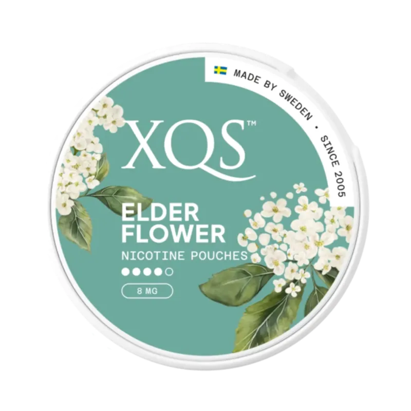 XQS 接骨木花強力口含菸 8mg 正面圖 - 精緻花香風味